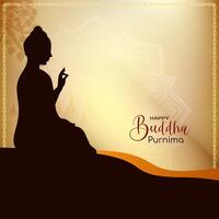 Beautiful Happy Buddha Purnima Indian festival celebration card vector