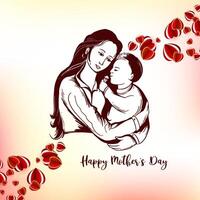 Happy Mother's day greeting card with beautiful mother and child design vector