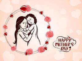 Happy Mother's day celebration joyful greeting card illustration vector