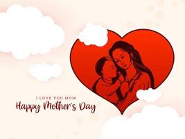 Happy Mother's day celebration joyful greeting card illustration vector