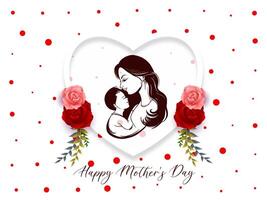 Happy Mother's day greeting card with beautiful mother and child design vector