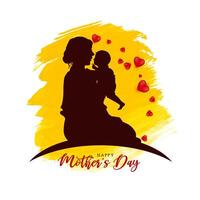 Happy Mother's day card with mother and child design vector