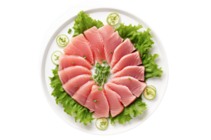 tonfisk sashimi tallrik på transparent bakgrund. png