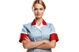 orgulhoso alemão enfermeira dentro uniforme em transparente fundo. png