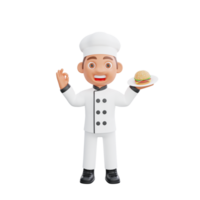 3d illustratie van een chef tekenfilm karakter ontwerp png