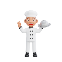 3d ilustração do uma chefe de cozinha desenho animado personagem Projeto png