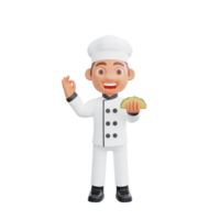 3D illustration of a chef cartoon character design png