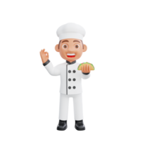 3d ilustración de un cocinero dibujos animados personaje diseño png