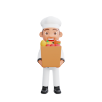 3d ilustración de un cocinero dibujos animados personaje diseño png
