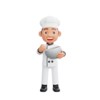 3d ilustración de un cocinero dibujos animados personaje diseño png