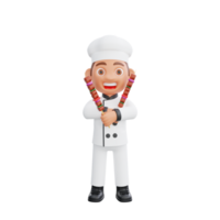 3D illustration of a chef cartoon character design png