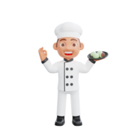 3d illustration de une chef dessin animé personnage conception png