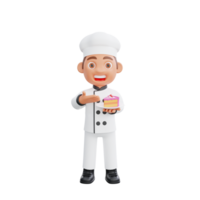 3d ilustración de un cocinero dibujos animados personaje diseño png