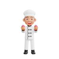 3d ilustração do uma chefe de cozinha desenho animado personagem Projeto png