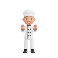 3D illustration of a chef cartoon character design png