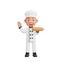 3D illustration of a chef cartoon character design png