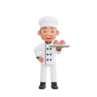 3D illustration of a chef cartoon character design png