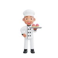 3d ilustração do uma chefe de cozinha desenho animado personagem Projeto png