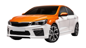 pulcro coche imagen alto calidad vehículo gráficos en naranja y blanco color png
