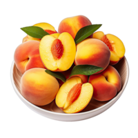 Peaches in plate isolated on transparent background png