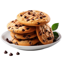 Cookies biscuits in plate isolated on transparent background png