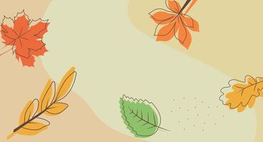 Abstract autumn background with autumn leaves. Outlines and colored elements for design decorative in the autumn festival, header, banner, web, wall decoration, cards. background illustration. vector