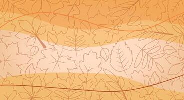 Simple minimalistic autumn background orange yellow. Outline leaves on background, use for Presentation, Flyer and Leaflet, Cards, Landing, Website Design. illustration. vector