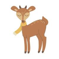 Cute little deer in scarf. Welcome Fall concept. Cartoon animal character for kids t-shirts, nursery decoration, greeting card, invitation, house interior. stock illustration vector