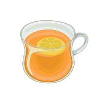 Cup of spicy ginger flavor tea, illustration in cartoon style isolated on white background. One of various herbal tea types. Print for design of menu for restaurants and shops. vector