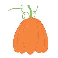 Orange pumpkin illustration. Autumn Halloween or Thanksgiving pumpkin symbol. Flat design. Orange silhouette isolated on white background. Cartoon colorful illustration. vector