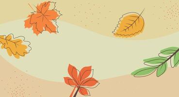 Abstract autumn background with autumn leaves. Outlines and colored elements for design decorative in the autumn festival, header, banner, web, wall decoration, cards. background illustration. vector