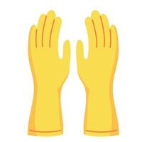 Yellow cleaning gloves icon. Glove icon. Dish wash gloves. illustration isolated on white background for design and web in cartoon style. vector