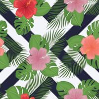 Beautiful seamless Summer Vacation pattern on black and white background. Summer plants, hand drawn style, Design for fashion, fabric, textile, and prints. Seamless pattern in swatches vector