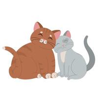 ilustración personaje diseño Pareja amor de gatos en blanco antecedentes. ilustración para enamorado día, boda. garabatear dibujos animados estilo. ilustración para póster, tarjeta, invitación, bandera. vector