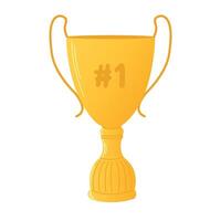 illustration of winners trophy icon isolated on white background. Golden trophy as symbol of victory in sports event. Illustration for poster, icon, card, logo, banner or sticker. vector