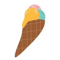 Ice cream drawing illustration. Hand drawn silhouette icon. Minimal outline design element for print, banner, card, brochure, logo, menu. vector