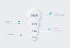 Neumorphic flowchart infographic. Creative concept for infographic with 4 steps, options, parts or processes. Template for diagram, graph, presentation and chart. vector