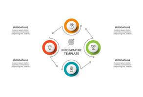 creativo concepto para infografía con 4 4 pasos, opciones, partes o procesos. negocio datos visualización. vector