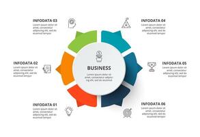 creativo concepto para infografía con 6 6 pasos, opciones, partes o procesos. negocio datos visualización. vector