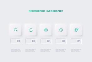 neumorfo diagrama de flujo infografía. creativo concepto para infografía con 5 5 pasos, opciones, partes o procesos. modelo para diagrama, grafico, presentación y cuadro. vector