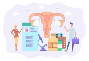 Artificial insemination technologies, surrogate mother, conception of a child, pregnancy. Uterine disease in women. Treatment of female organs. Colorful illustration. vector
