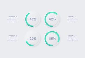 Neumorphic flowchart infographic. Creative concept for infographic with 4 steps, options, parts or processes. Template for diagram, graph, presentation and chart. vector