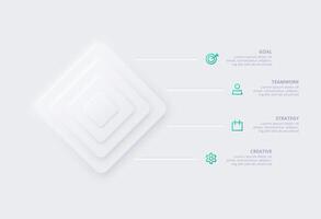 neumorfo diagrama de flujo infografía. creativo concepto para infografía con 4 4 pasos, opciones, partes o procesos. modelo para diagrama, grafico, presentación y cuadro. vector