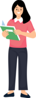 portrait female teachers standing hold a book png