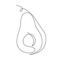 Avocado in continuous line art drawing style. Half avocado minimalist black linear sketch isolated on white background. illustration vector