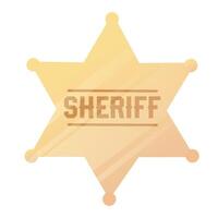 Golden hexagonal star icon. Illustration sheriff badge symbol. Cowboy aesthetic concept. Wild west, country style. Flat illustration isolated on white background. vector