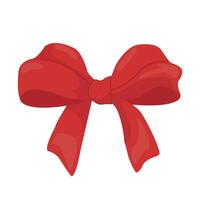 red bow made of satin ribbon, isolated bow for the design of compositions, illustration in flat style. Use it as clipart on white or transparent background vector