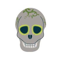 Dead day skull. Mexican sugar human head bones. Halloween tattoo. Dia de los muertos. Flat illustration. vector