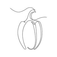 Pepper in continuous line art drawing style. One pepper minimalist black linear sketch isolated on white background. illustration vector