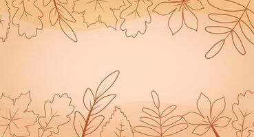 Simple minimalistic autumn background orange yellow. Outline leaves around the background, use for use in Presentation, Flyer and Leaflet, Cards, Landing, Website Design. illustration. vector